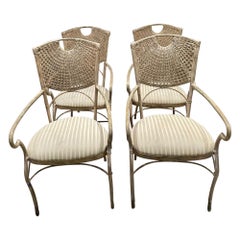 1970s Style Maitland Smith Sculptural Cane Dining Chairs Set of Four