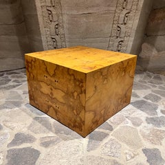 1970s Style Milo Baughman Coffee Table Burlwood Cube