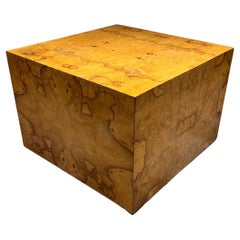 1970s Style Milo Baughman Coffee Table Burlwood Cube