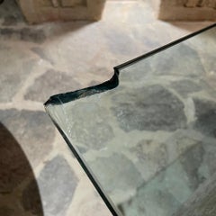 1970s Style Milo Baughman Square Coffee Table Floating Glass on Chrome