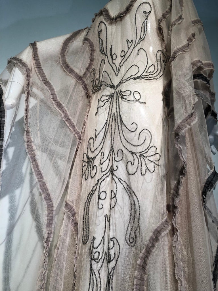 Nude Tulle Kaftan With Beadwork main image 1