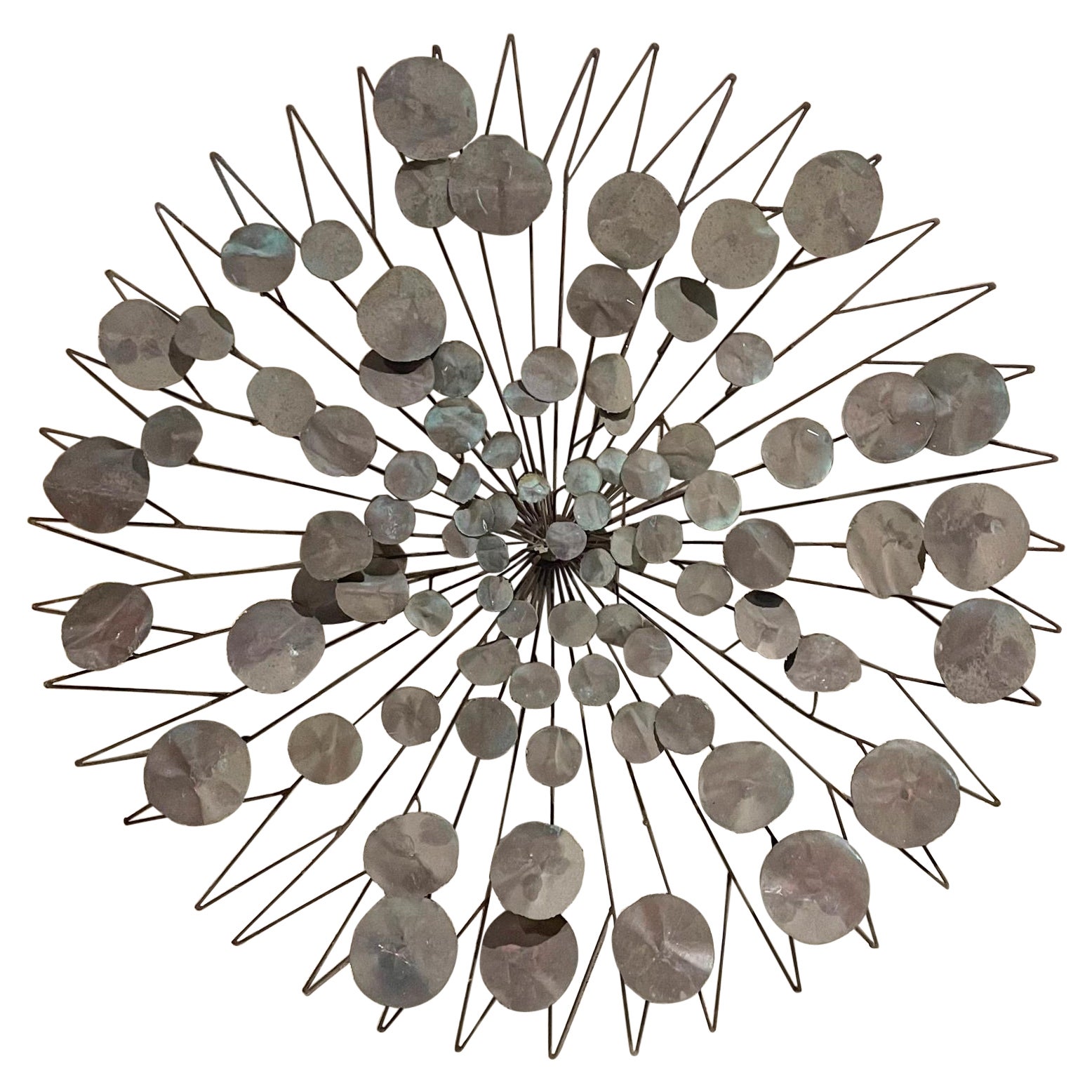 1970er Jahre Stil von C Jere Sonnenschliff Regenbogen Metall-Wandskulptur im Angebot
