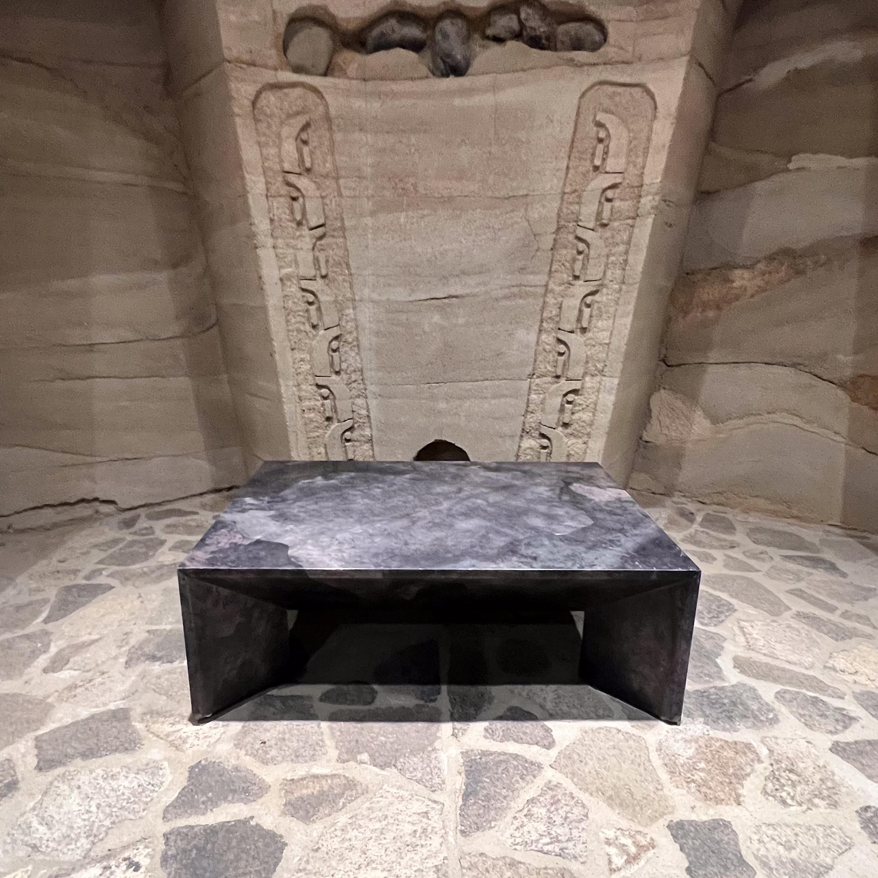 Mid-Century Modern 1970s Style of Karl Springer Gray Goatskin Coffee Table For Sale