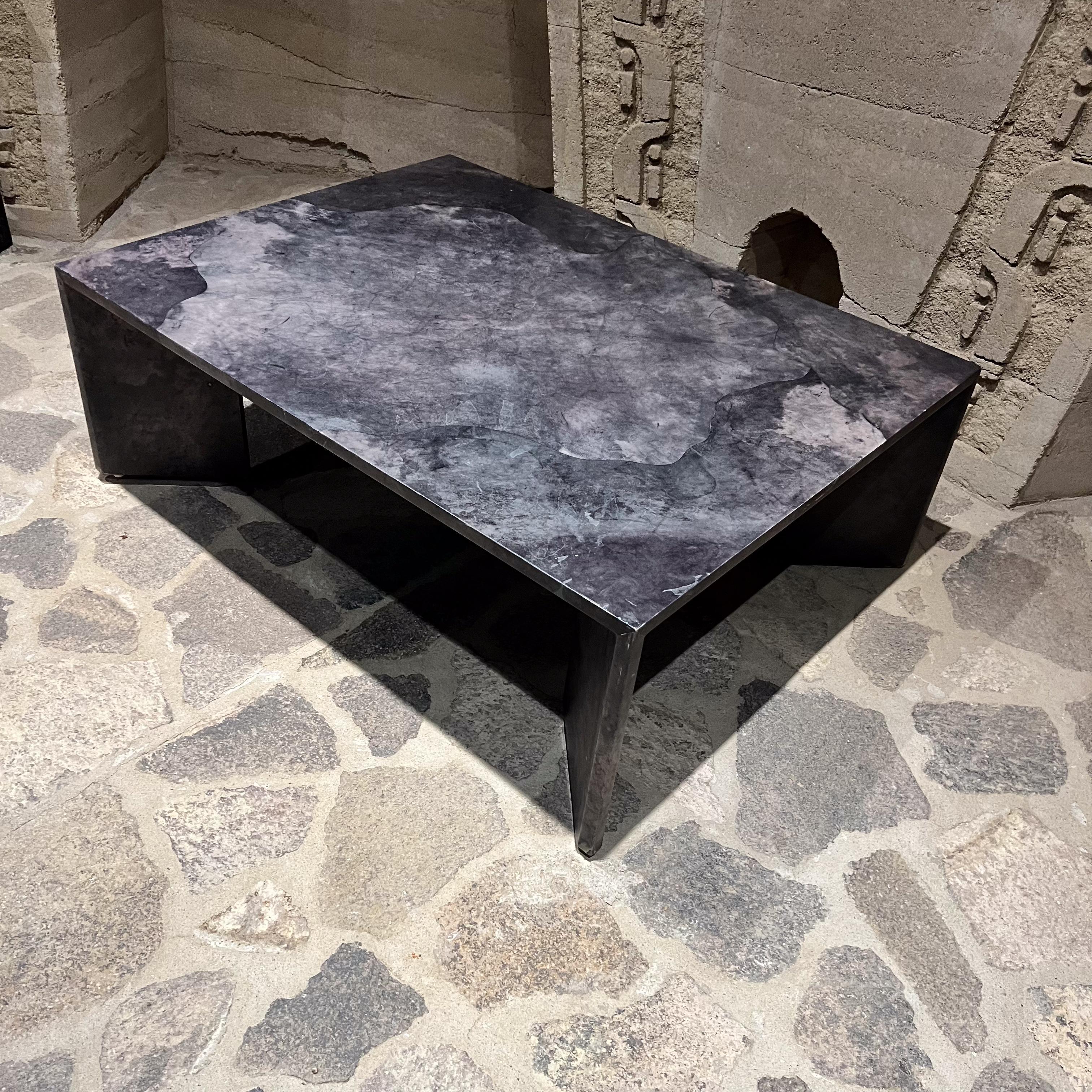 20th Century 1970s Style of Karl Springer Gray Goatskin Coffee Table For Sale