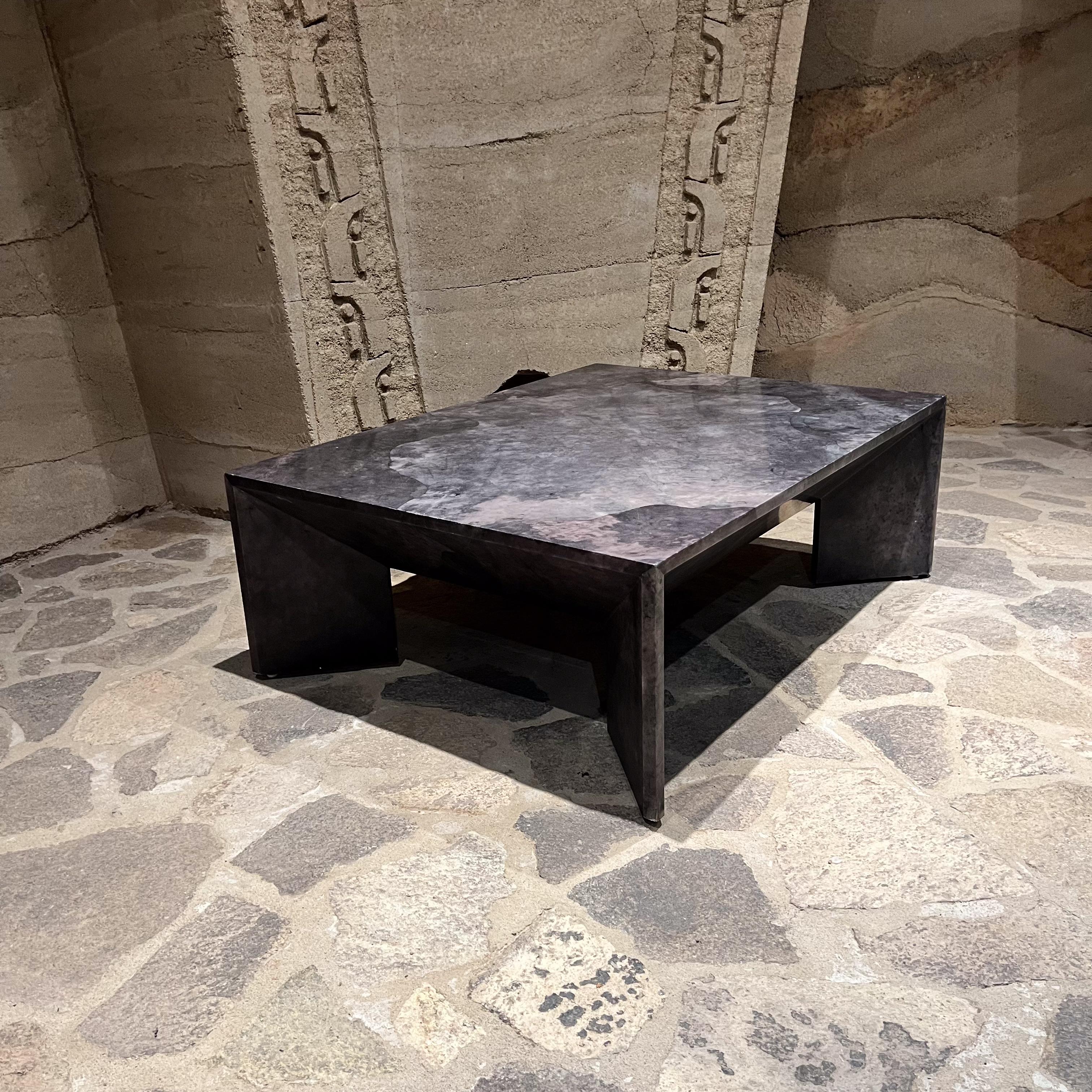 1970s Style of Karl Springer Gray Goatskin Coffee Table For Sale 1