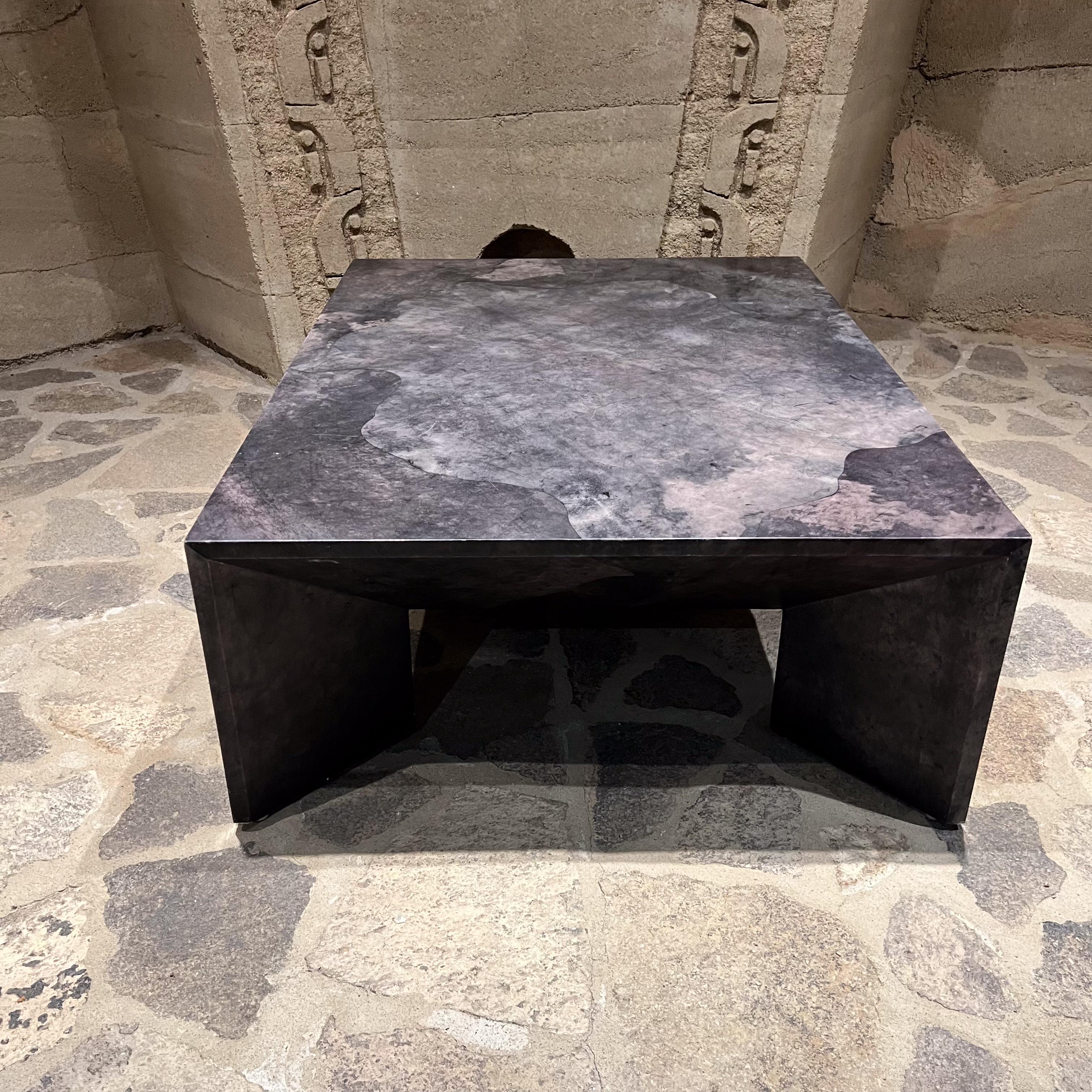 1970s Style of Karl Springer Gray Goatskin Coffee Table For Sale 2