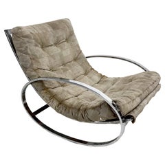 Fauteuil basculant en chrome tubulaire Ellipse de Milo Baughman, style années 1970, par Renato Zevi