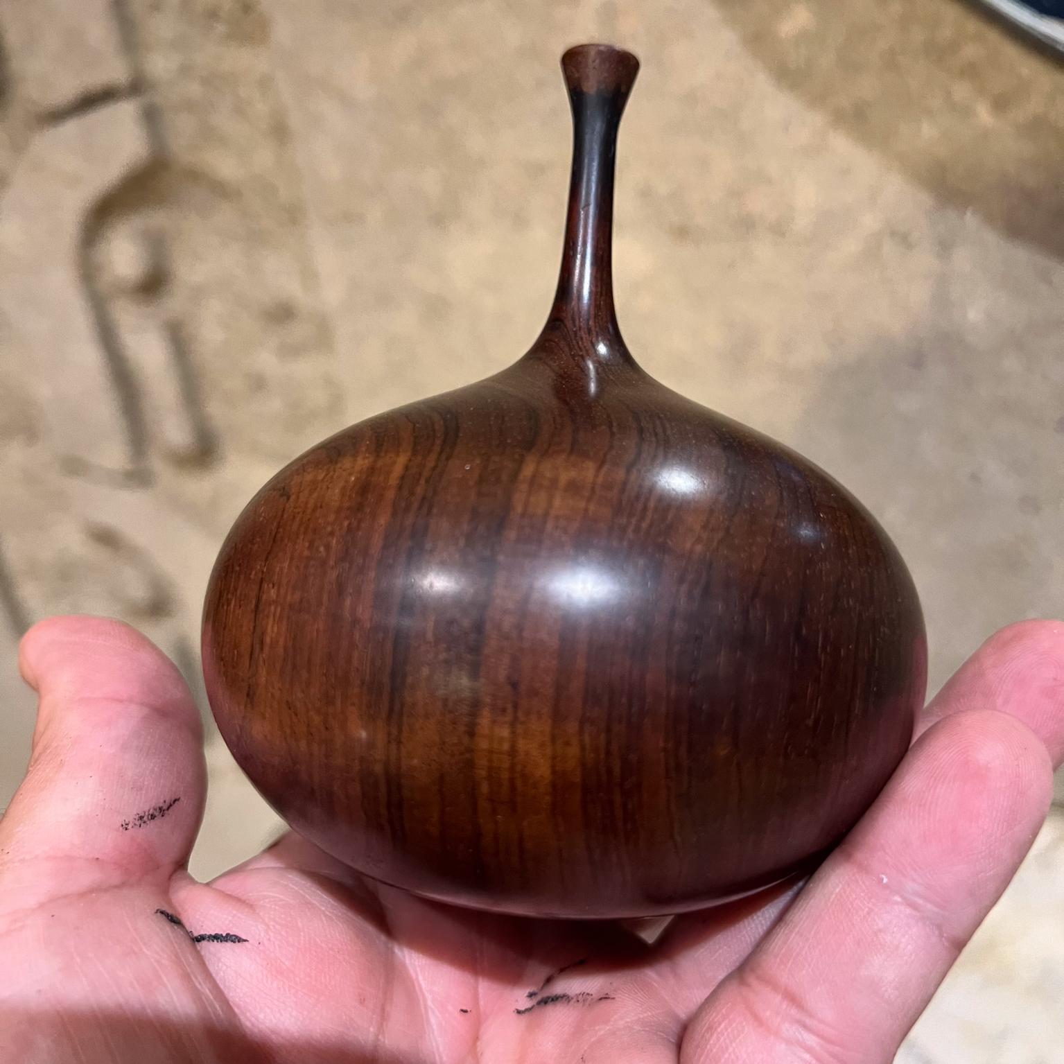 American 1970s Style of Rude Osolnik Exotic Turned Wood Vessel Weed Pot Vase For Sale