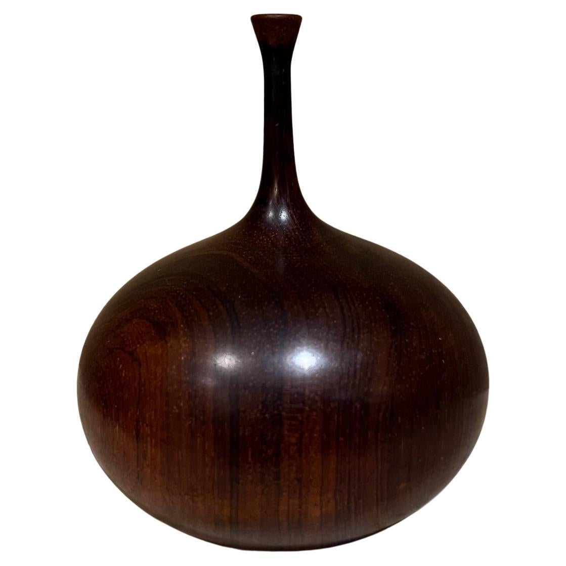 1970s Style of Rude Osolnik Exotic Turned Wood Vessel Weed Pot Vase For Sale
