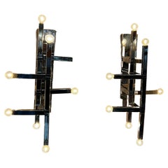 1970s Style of Stilnovo Geometric Overlap Chrome Wall Sconces Mexico