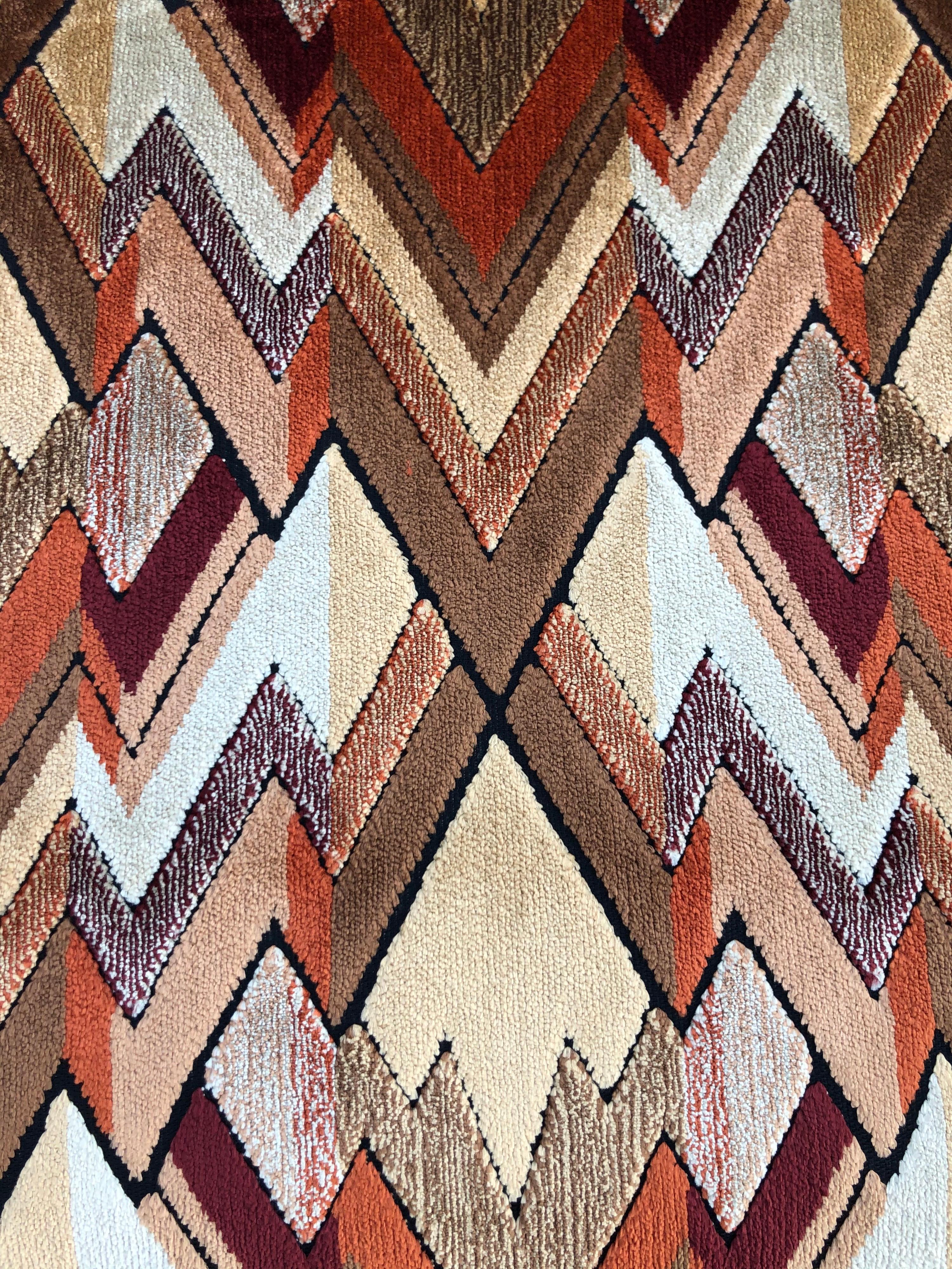 1970s Style Sofa in Jack Lenor Larsen Chevron Fabric 2