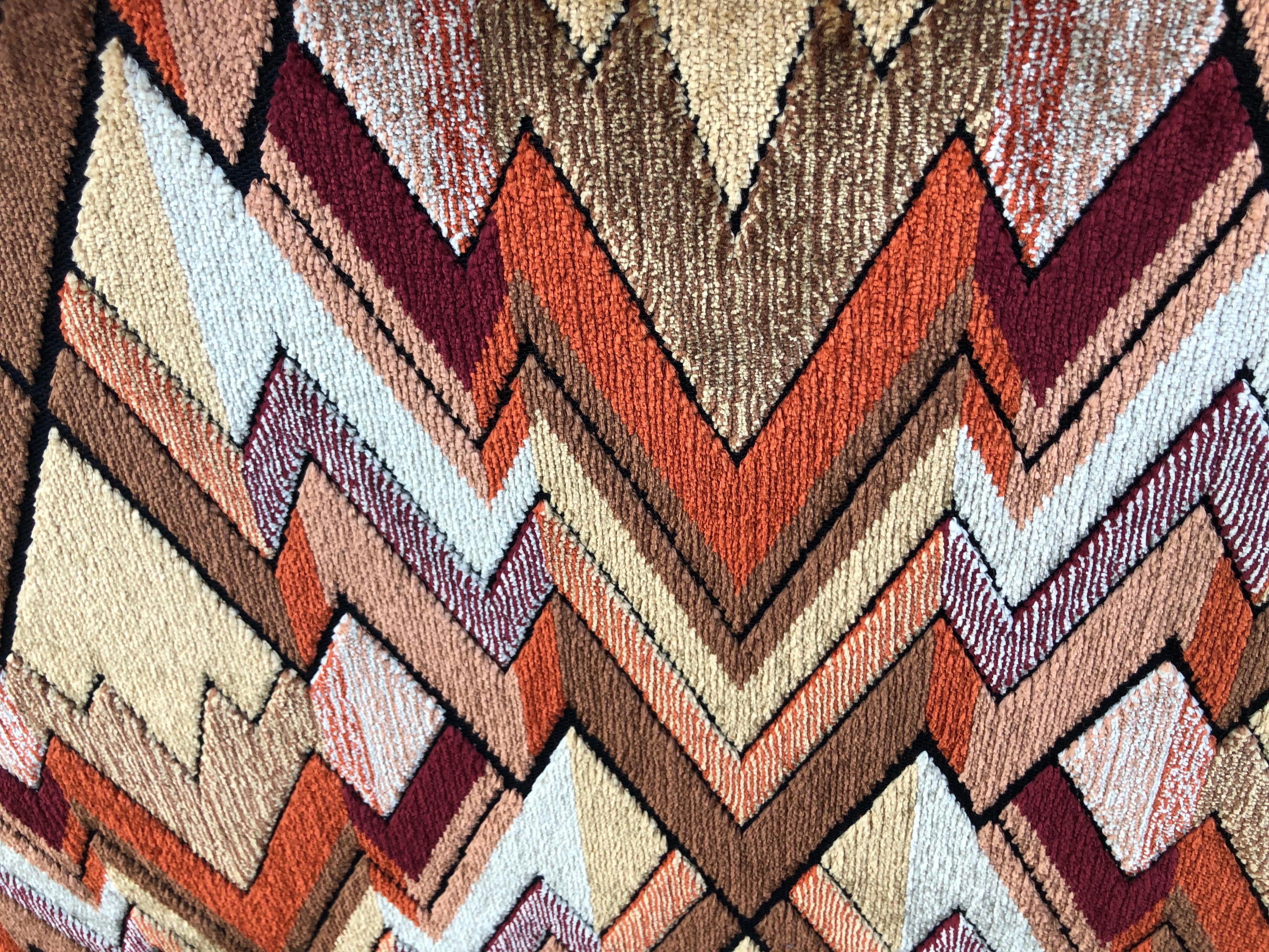 1970s Style Sofa in Jack Lenor Larsen Chevron Fabric 7
