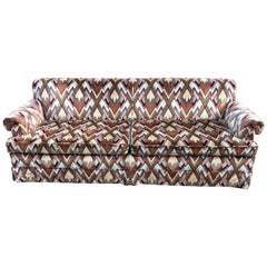 1970s Style Sofa in Jack Lenor Larsen Chevron Fabric