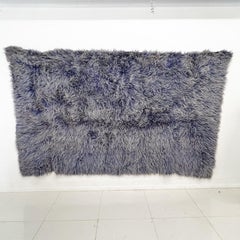 1970s Stylish Modern Greek Flokati Rug Woven Wool Purple