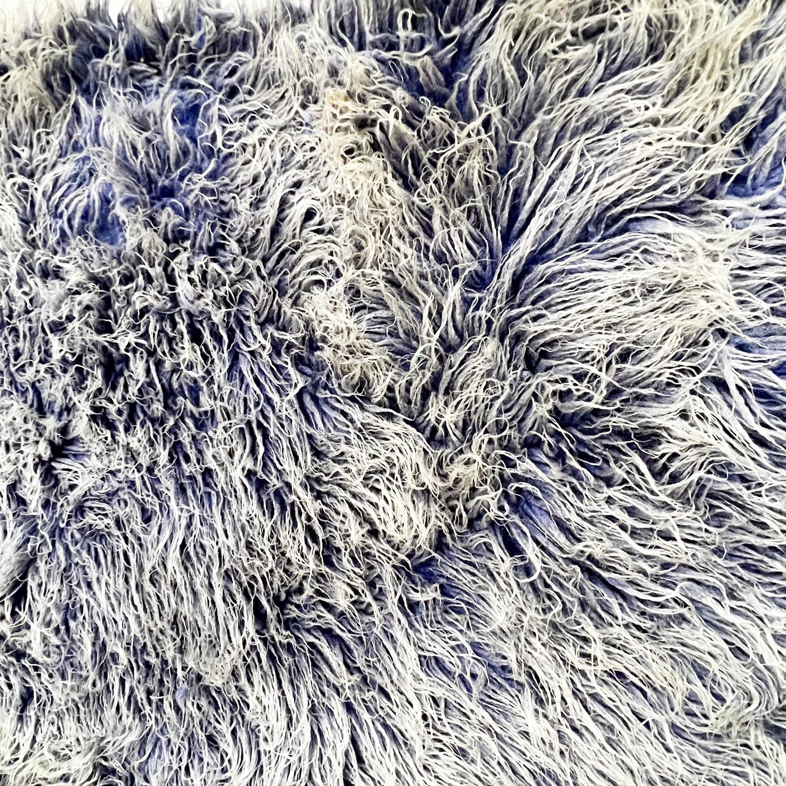 20th Century 1970s Stylish Modern Greek Flokati Rug Woven Wool Purple