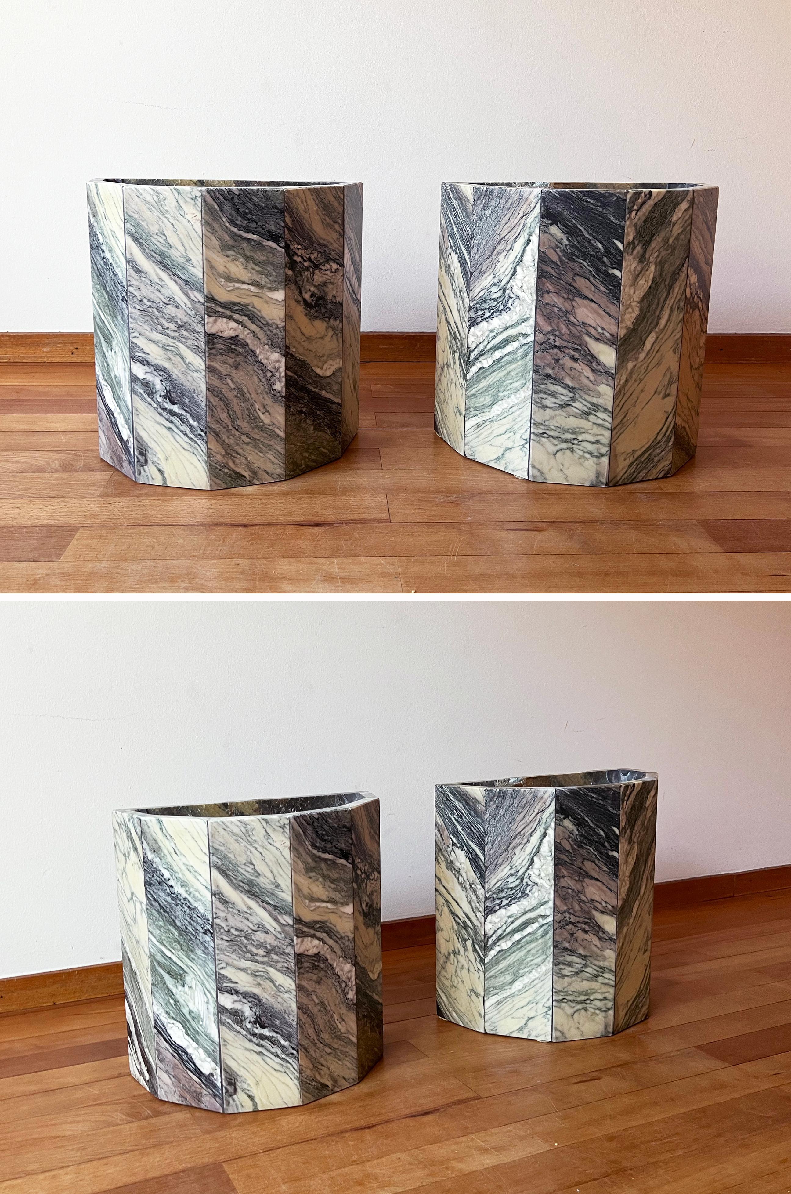 1970s Substantial White, Grey, Black, Pink Marble Coffee Table, sculptural Base In Good Condition For Sale In Basel, BS