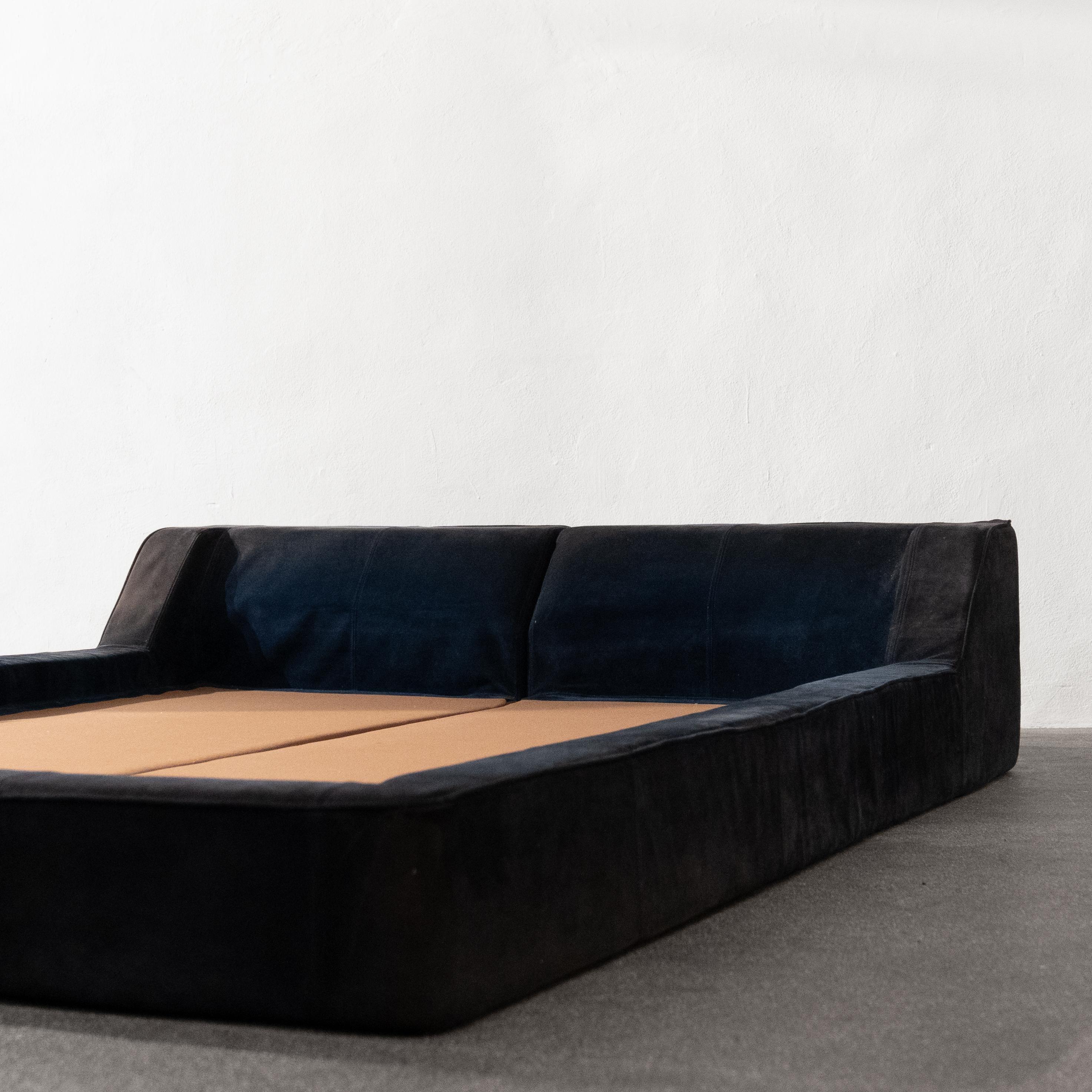 1970s Suede Bed Frame by Roche Bobois For Sale 1