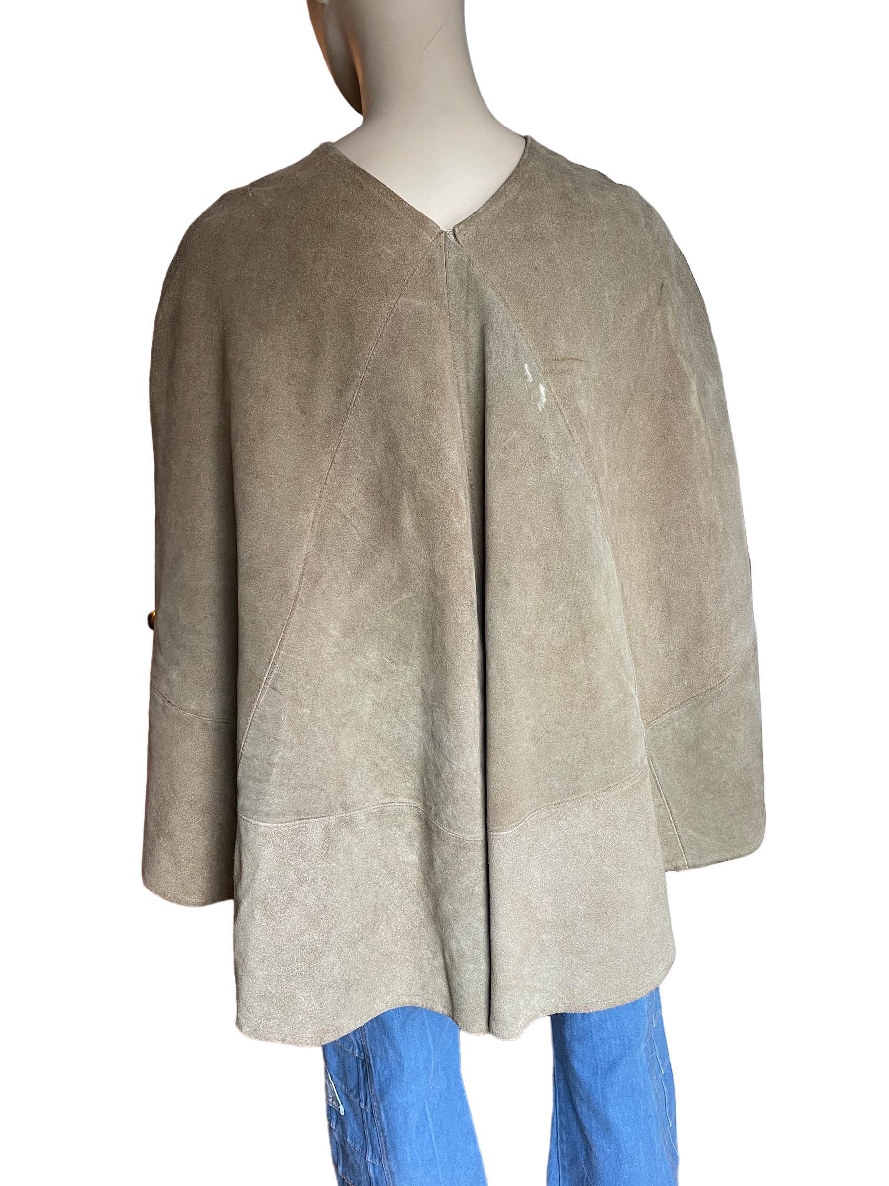 1970s Suede Patchwork Poncho  For Sale 2