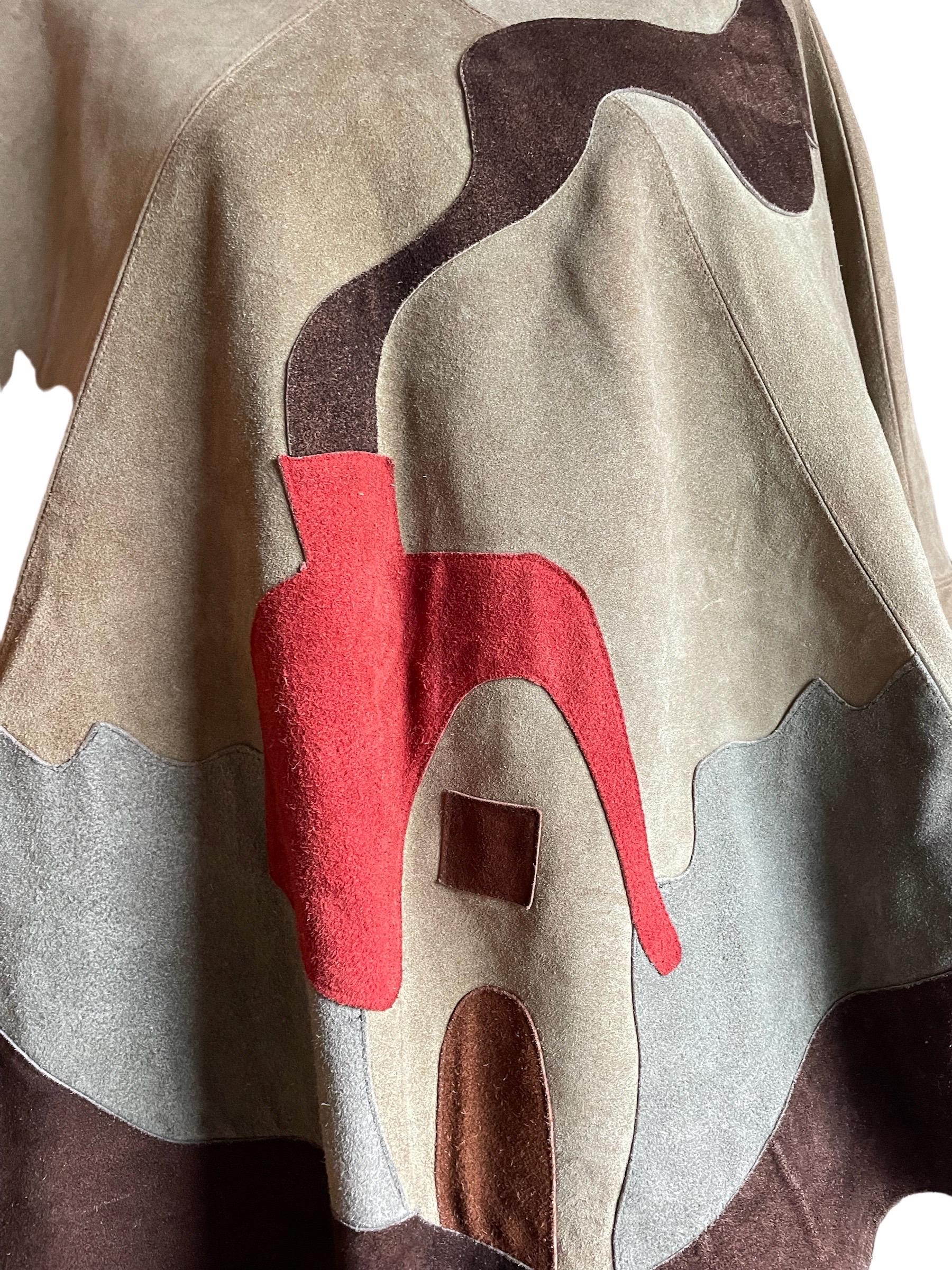 1970s Suede Patchwork Poncho  4