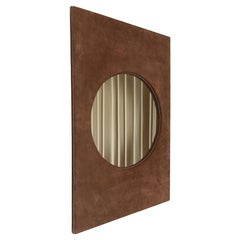 1970s Suede Wrapped Rectangular Frame Mirror