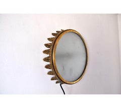 1970s Sun Shaped Brass Ceiling Light, France