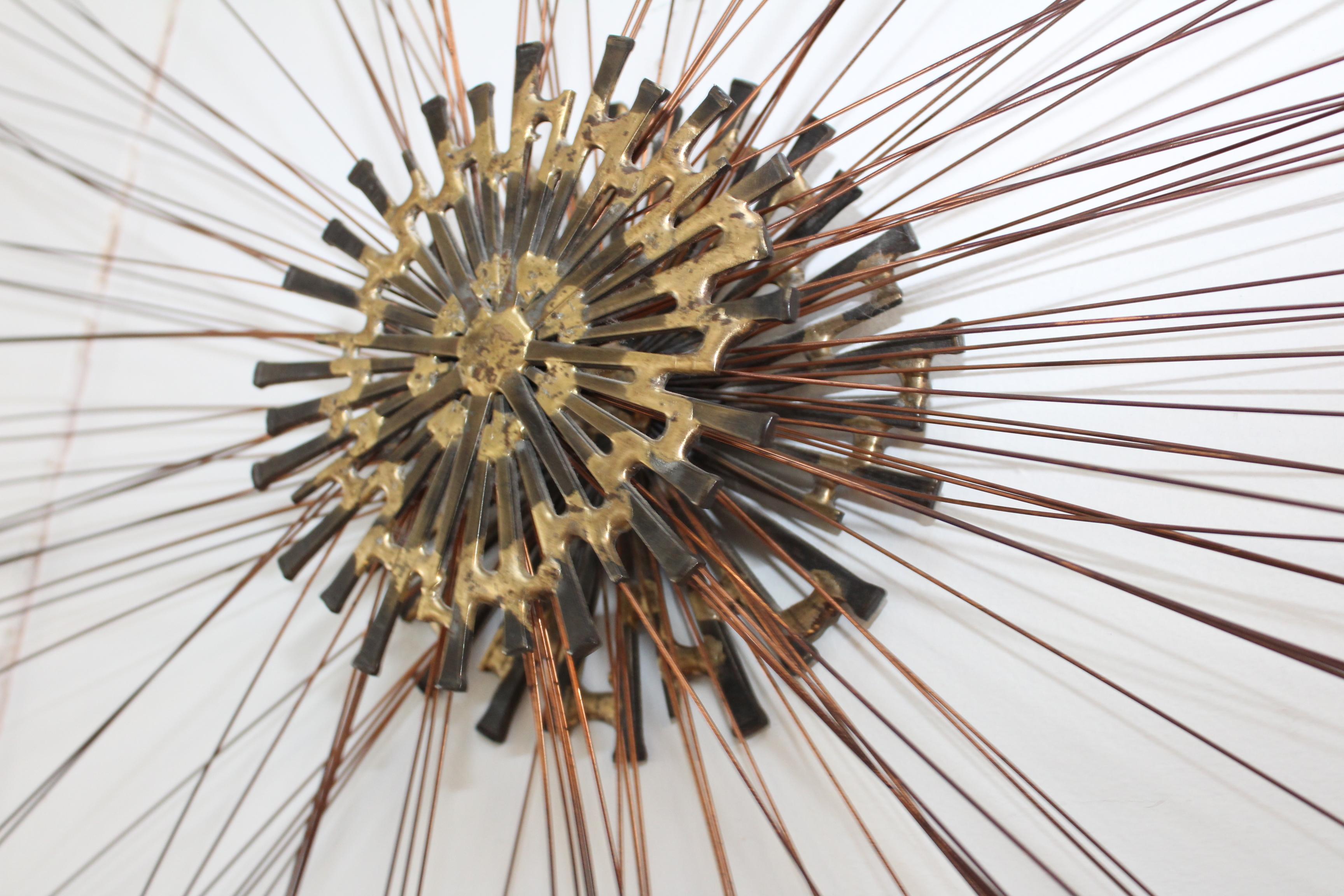 Late 20th Century 1970s Sunburst Wall Metal Wall Sculpture