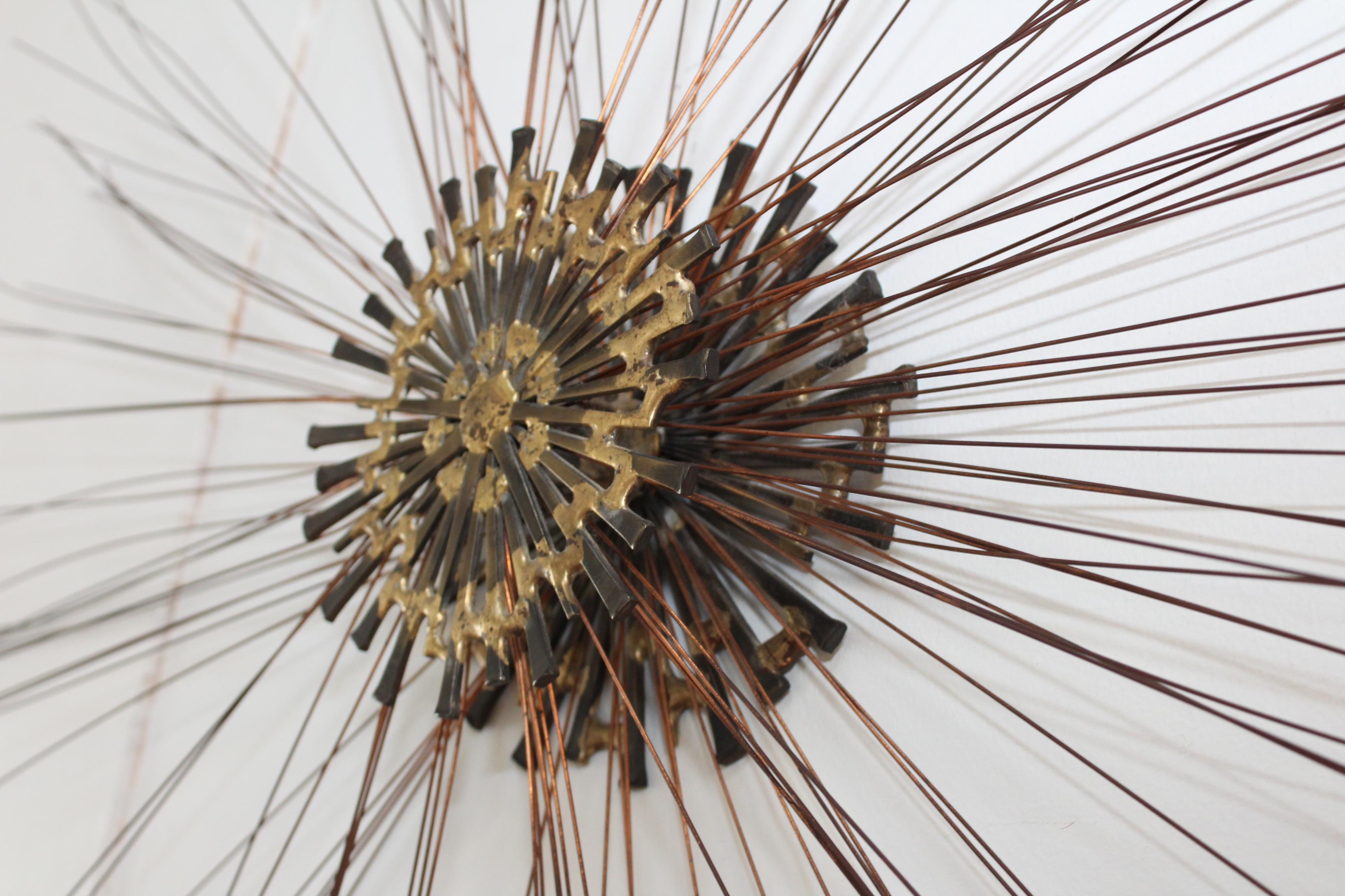 Copper 1970s Sunburst Wall Metal Wall Sculpture