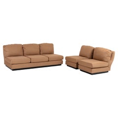 Vintage 1970s Super C Sofa Set by Willy Rizzo in Ultrasuede