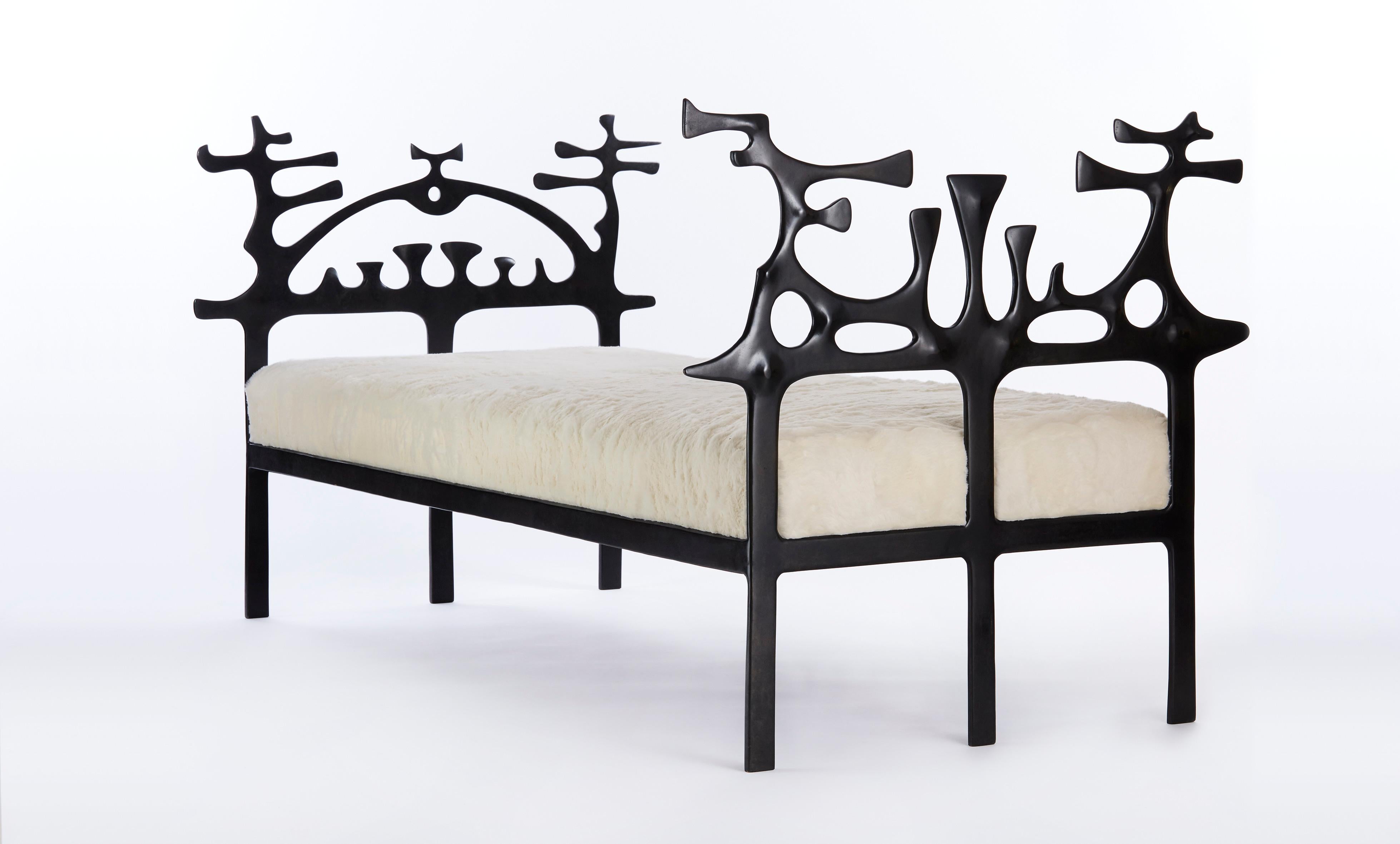 Cast 1970s surrealist bronze daybed by Victor Roman For Sale