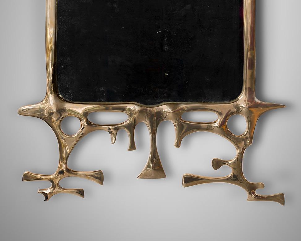 Cast 1970s Surrealist Mirror by Victor Roman For Sale