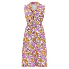 1970s Susan Small Silk Psychedelic Floral Print Dress