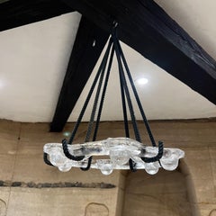 1970s Suspended Ice Art Glass Candelabra Staffan Gellerstedt Pukeberg Co Sweden