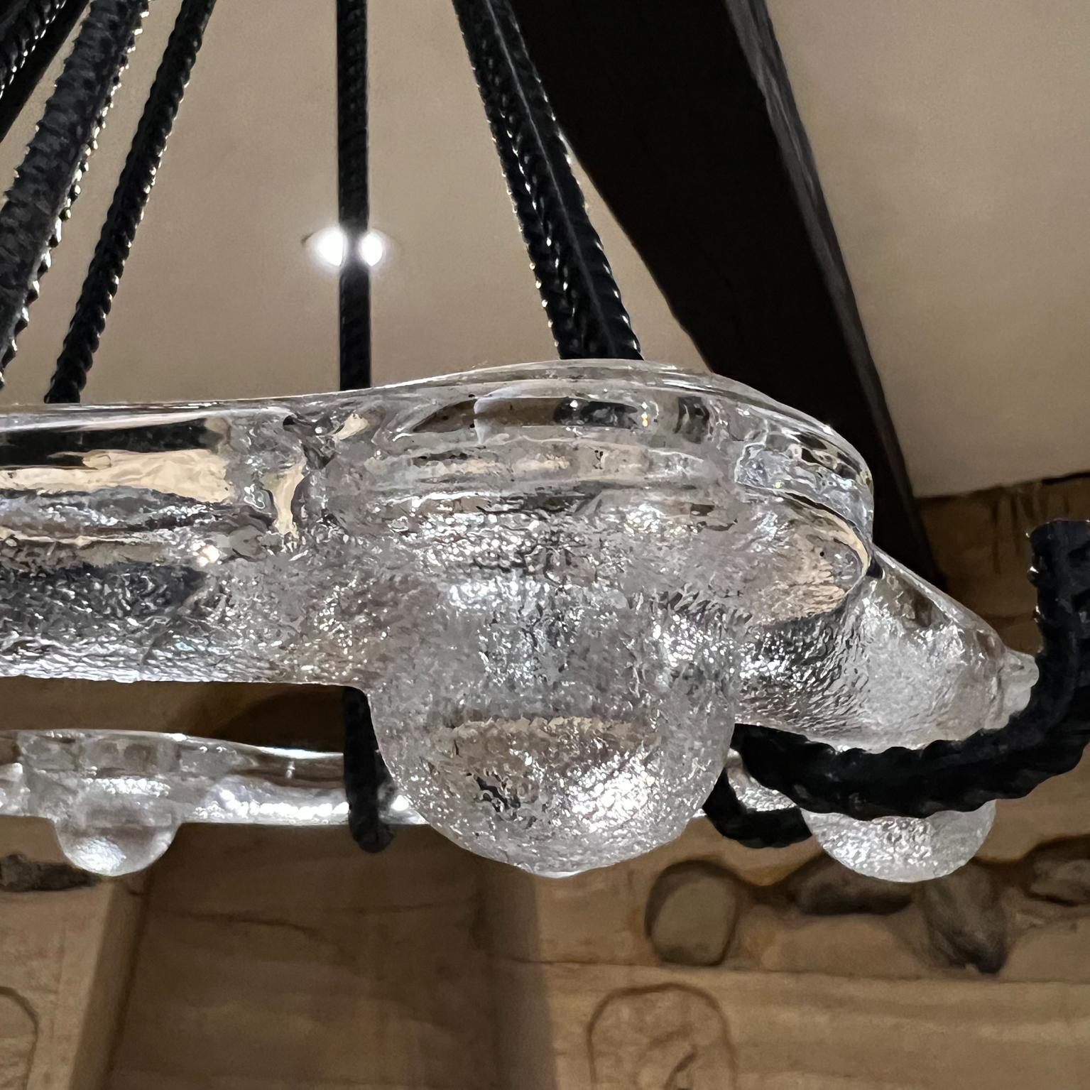 1970s Suspended Ice Art Glass Candelabra Staffan Gellerstedt Pukeberg Co Sweden en vente 1