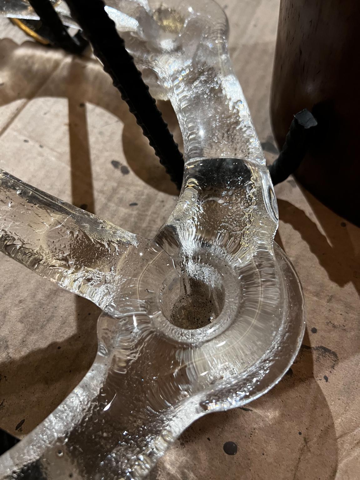 1970s Suspended Ice Art Glass Candelabra Staffan Gellerstedt Pukeberg Co Sweden en vente 2