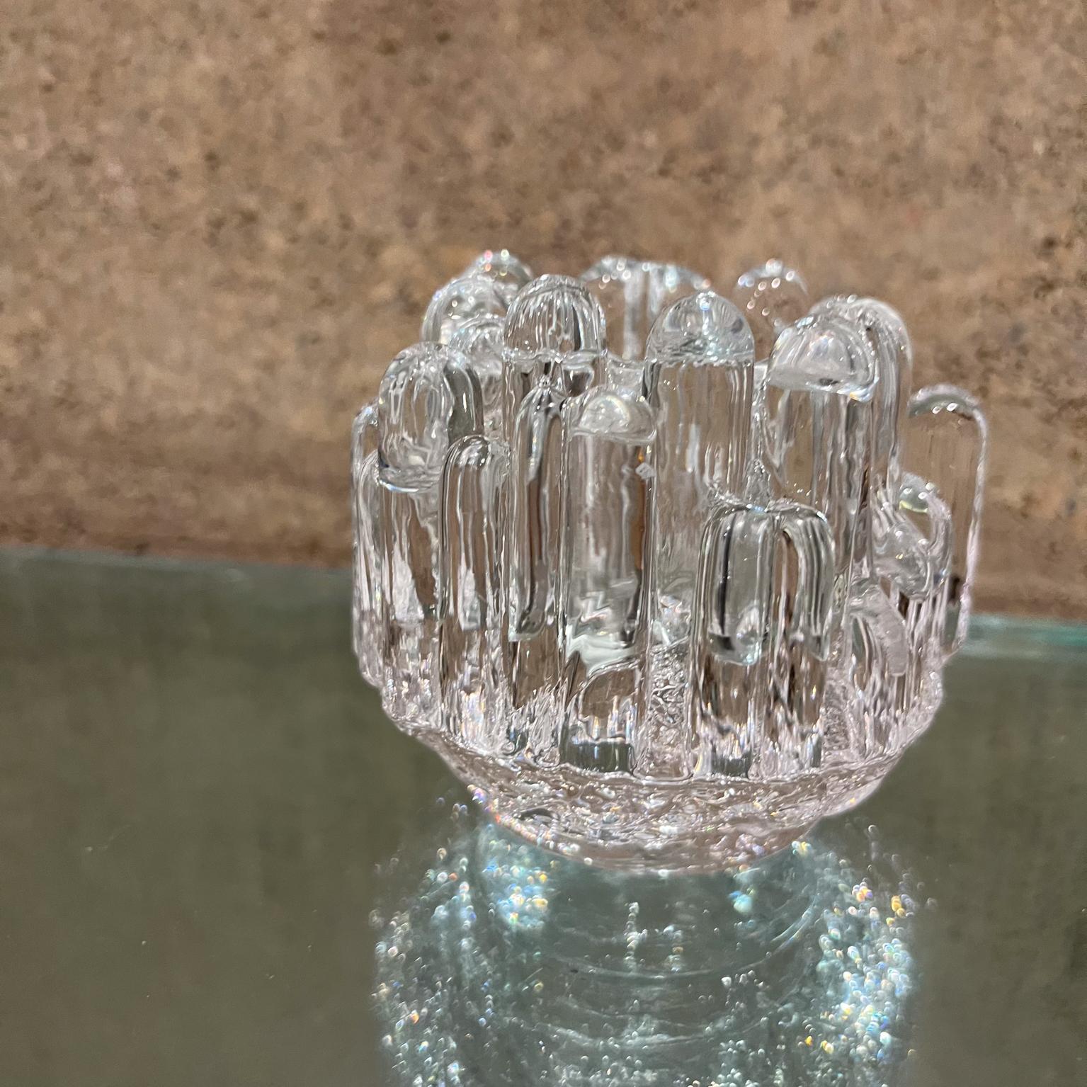1970s Sweden Kosta Boda Ice Glass Candle Holder Goran Warff In Good Condition For Sale In Chula Vista, CA