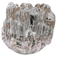 Porte-bougies Kosta Boda en verre de glace Goran Warff, Suède, années 1970