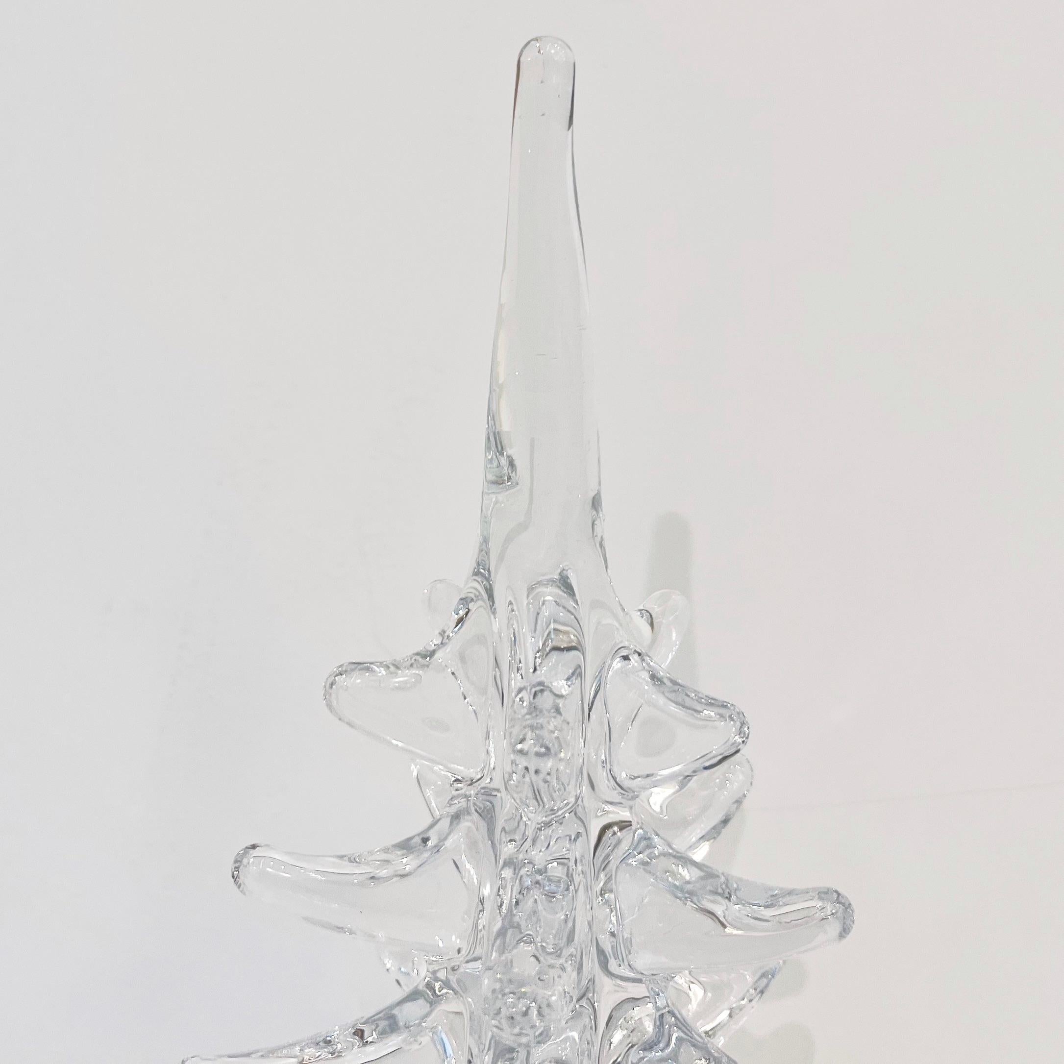Organic Modern 1970s Sweden Vintage FM Ronneby Tall Crystal Glass Tree Modernist Sculpture
