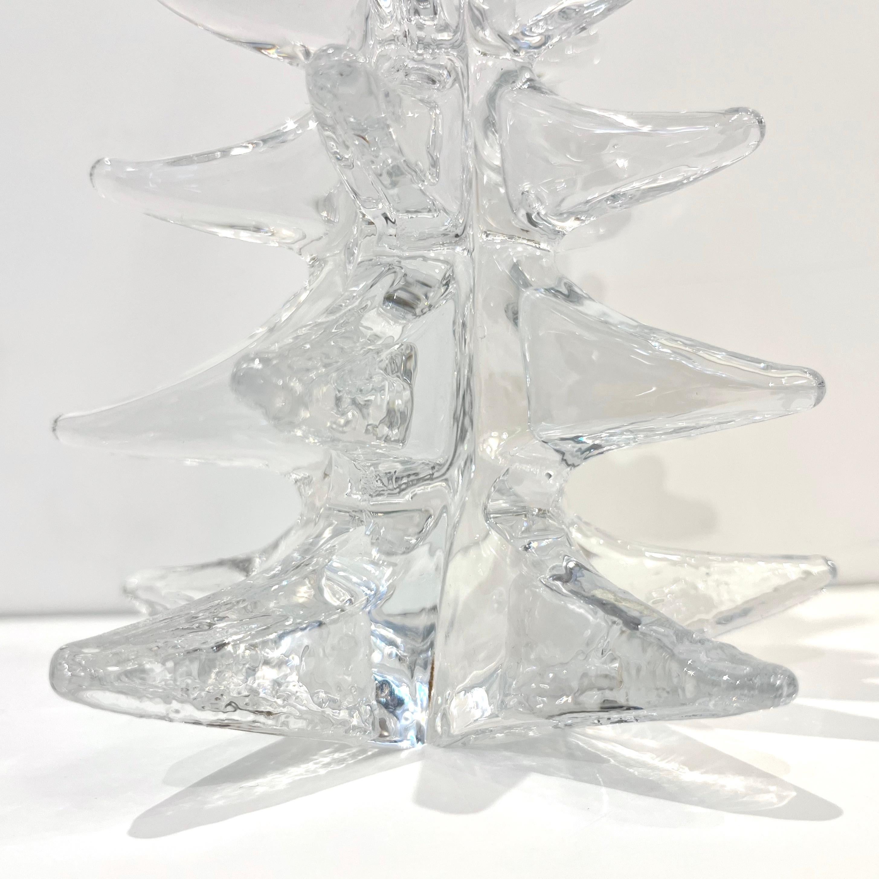 Hand-Crafted 1970s Sweden Vintage FM Ronneby Tall Crystal Glass Tree Modernist Sculpture