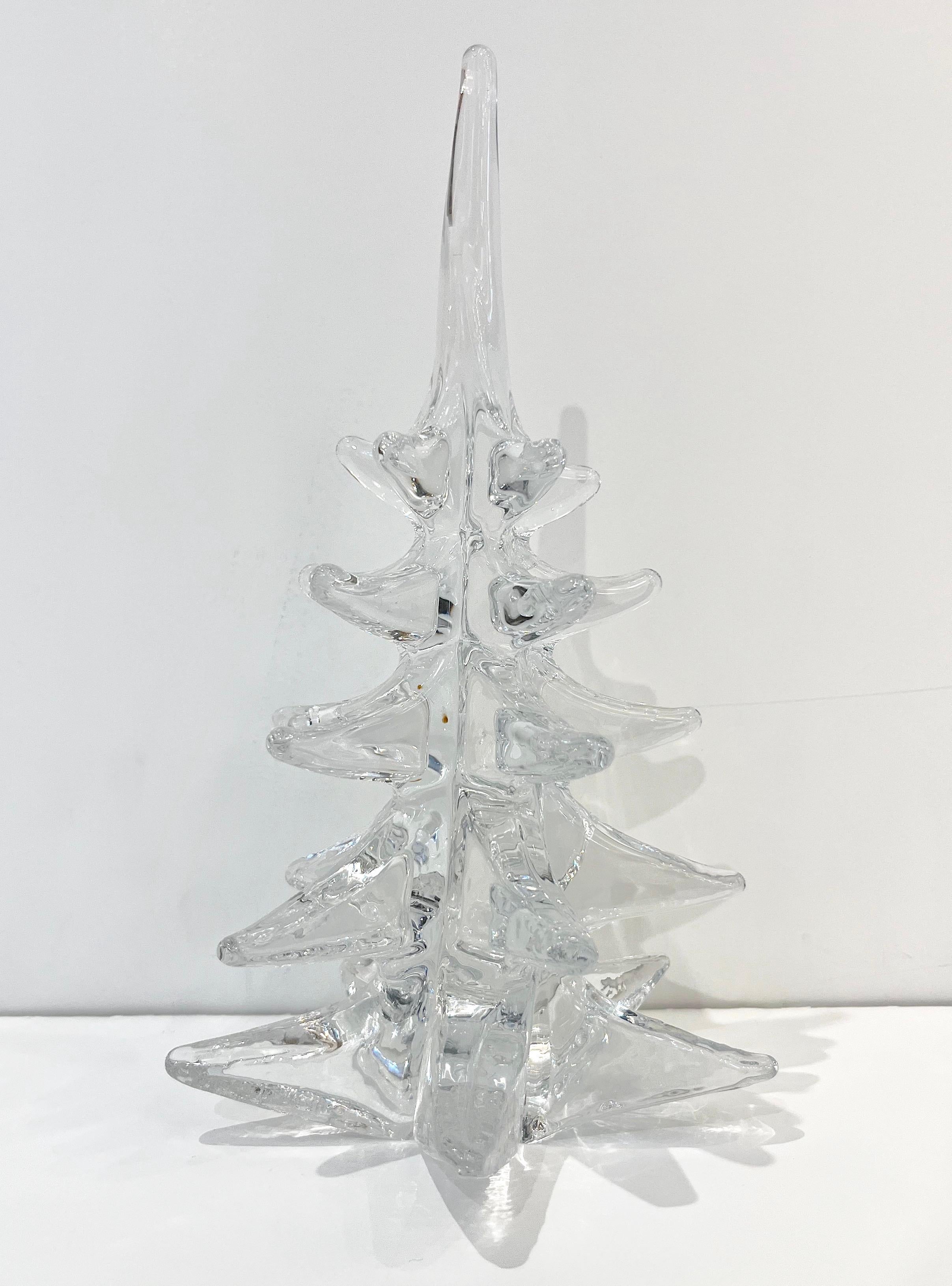 1970s Sweden Vintage FM Ronneby Tall Crystal Glass Tree Modernist Sculpture 1