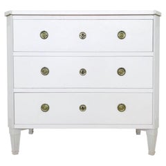 1970's Swedish Chest of Drawers in Hand Painted Ivory Wood