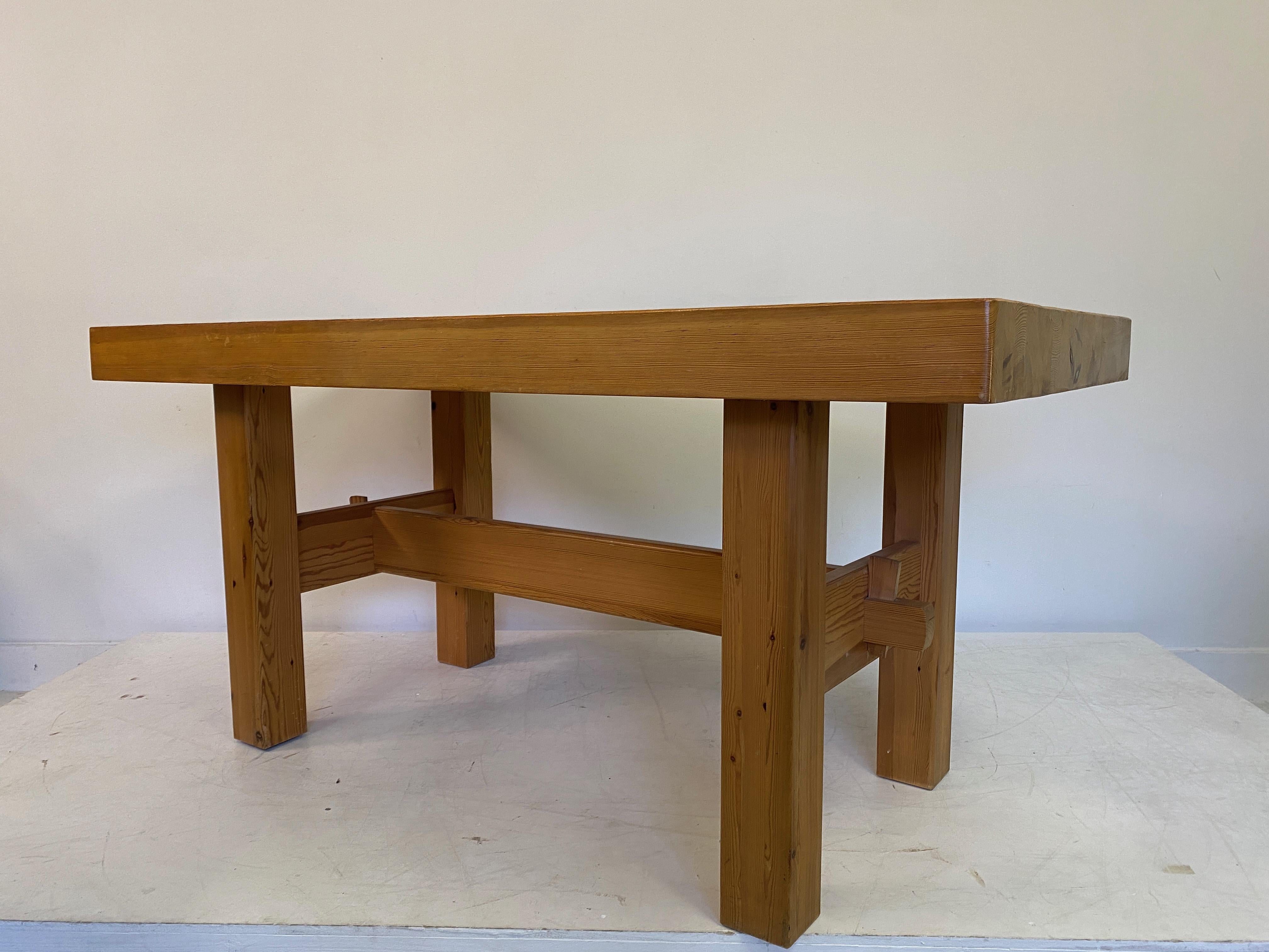 1970S Swedish Chunky Pine Dining Table Or Desk For Sale 5