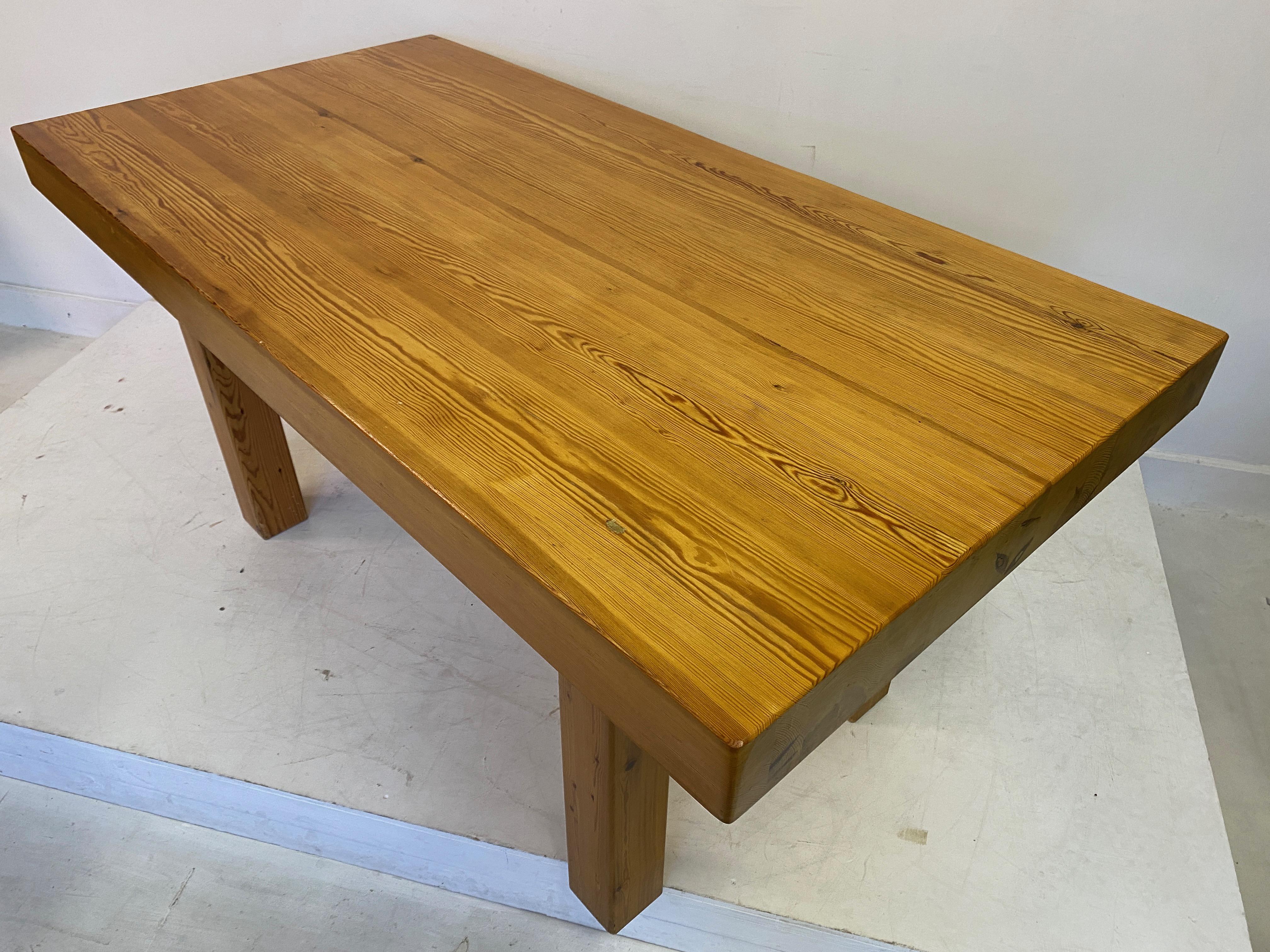 1970S Swedish Chunky Pine Dining Table Or Desk For Sale 8
