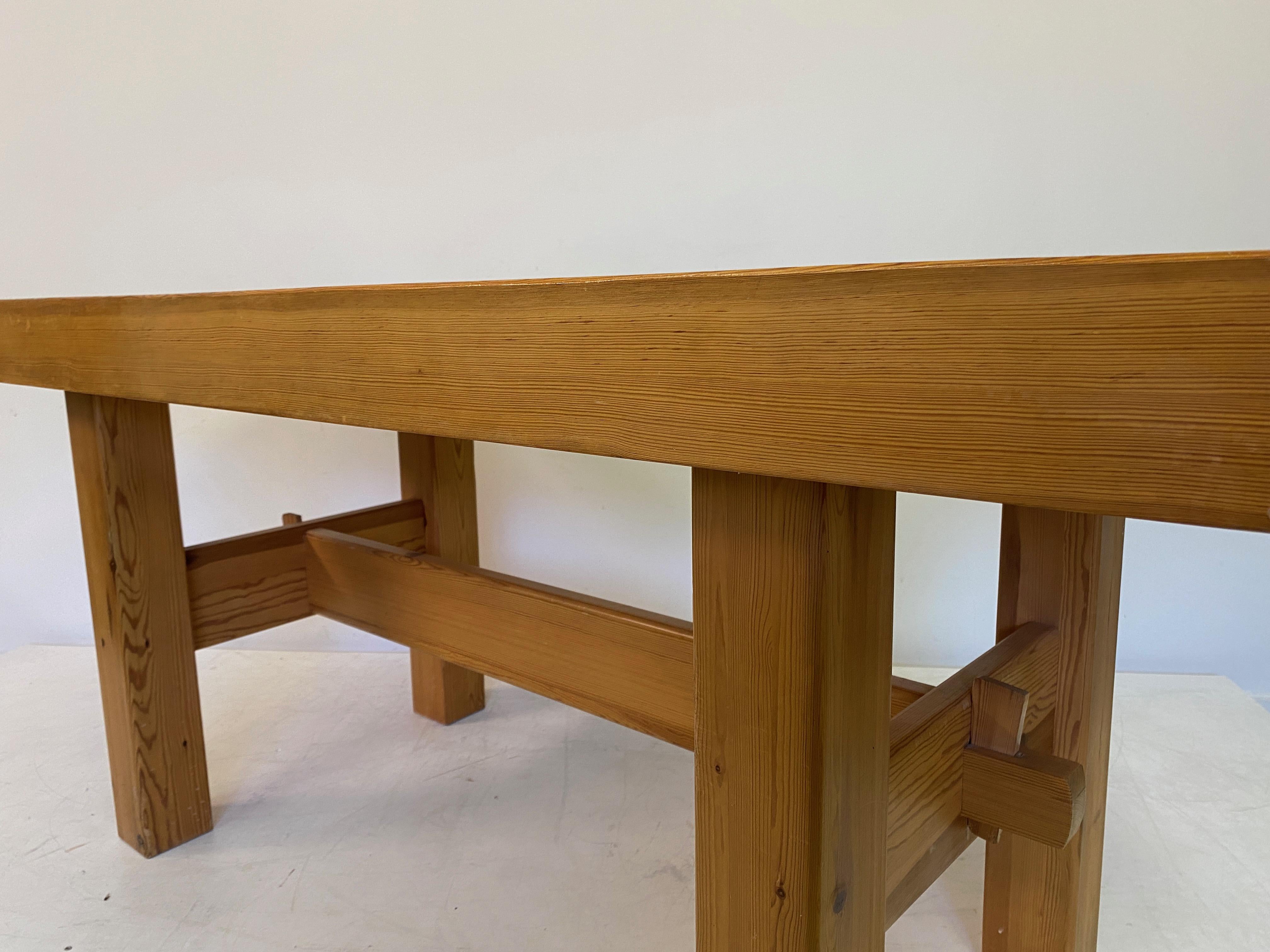 1970S Swedish Chunky Pine Dining Table Or Desk For Sale 10