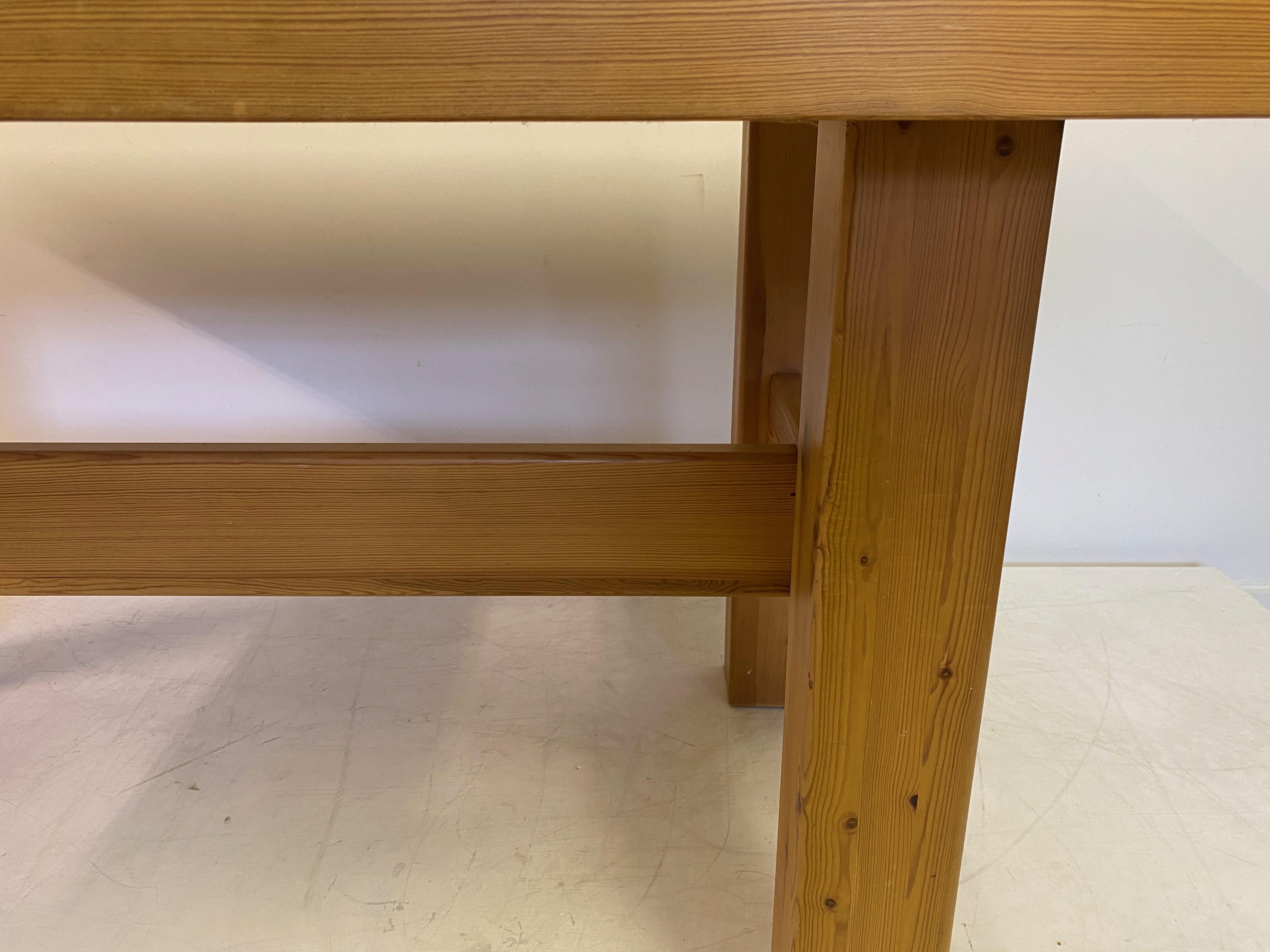20th Century 1970S Swedish Chunky Pine Dining Table Or Desk For Sale