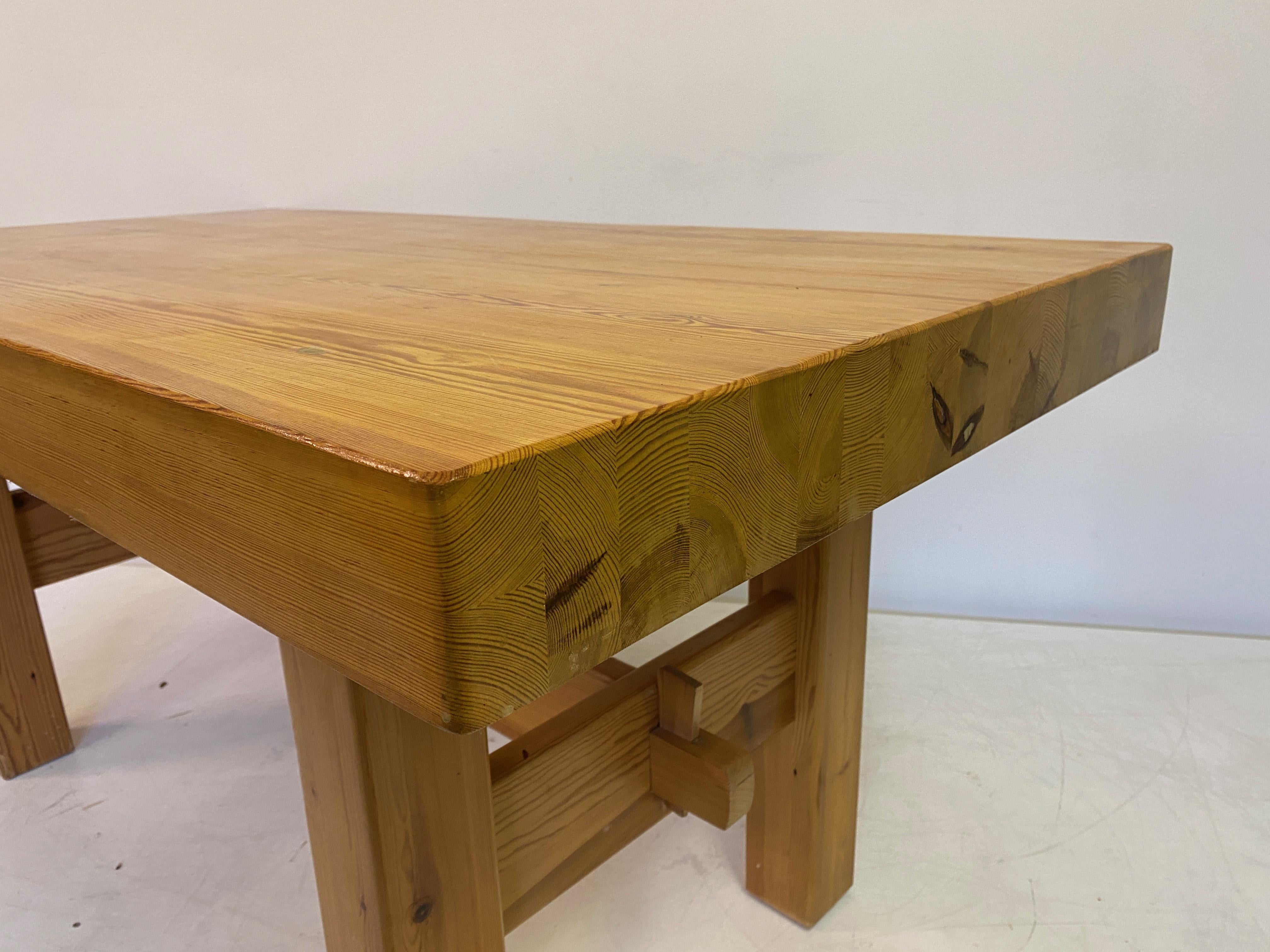 1970S Swedish Chunky Pine Dining Table Or Desk For Sale 2