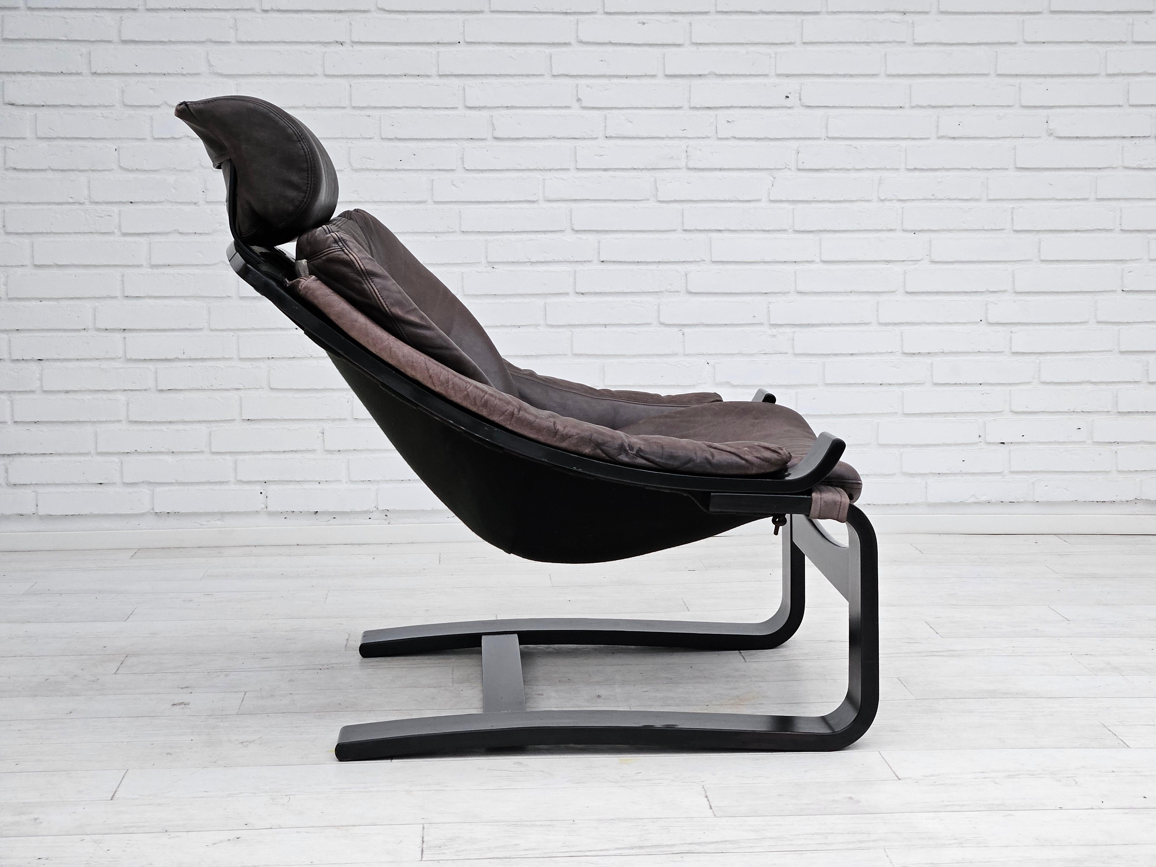 1970s, Swedish design by Ake Fribyter for Nelo, Kroken lounge chair, original. In Good Condition For Sale In Tarm, 82