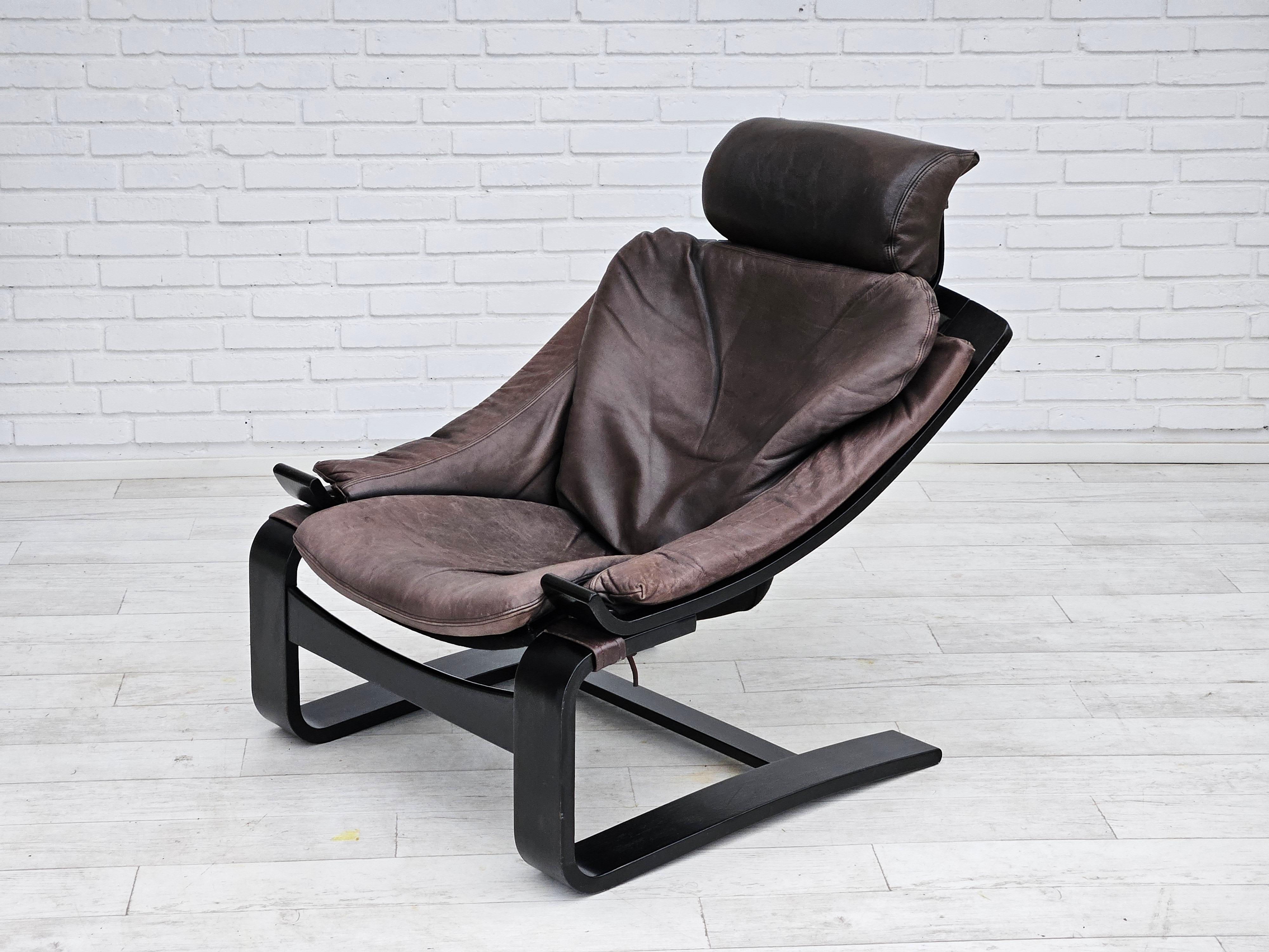 1970s, Swedish design by Ake Fribyter for Nelo, Kroken lounge chair, original. For Sale 1