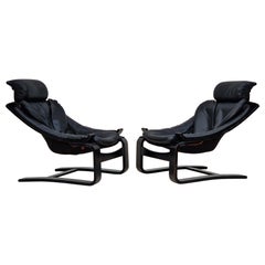 Anni '70, design svedese di Ake Fribyter per Nelo, set di due sedie da salotto Kroken.
