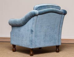 1970s Swedish Hollywood Regency Lounge Velvet Chair by Broderna Andersson