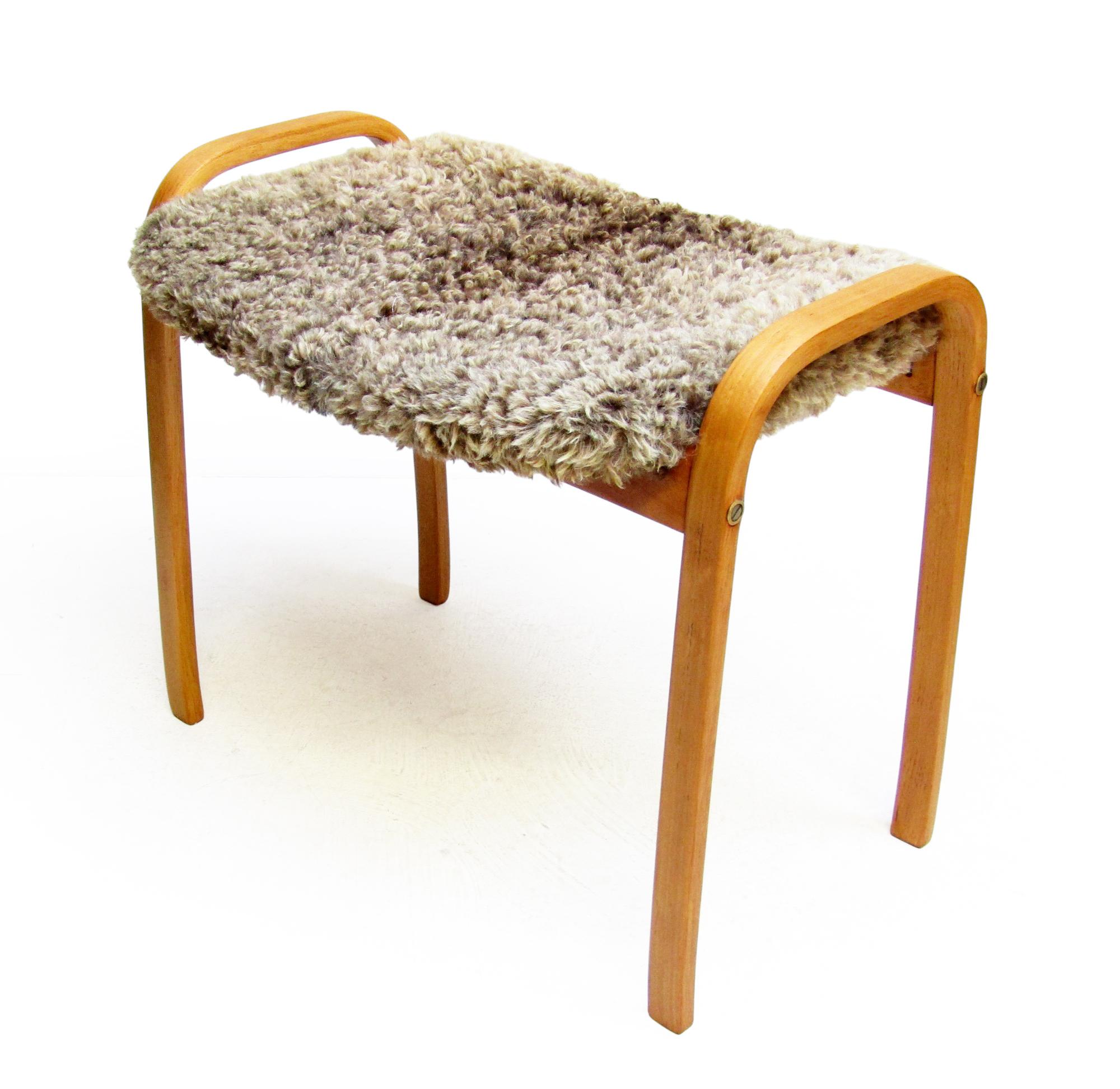 1970s Swedish Lamino Chair & Ottoman in Sheepskin by Yngve Ekstrom for Swedese For Sale 7